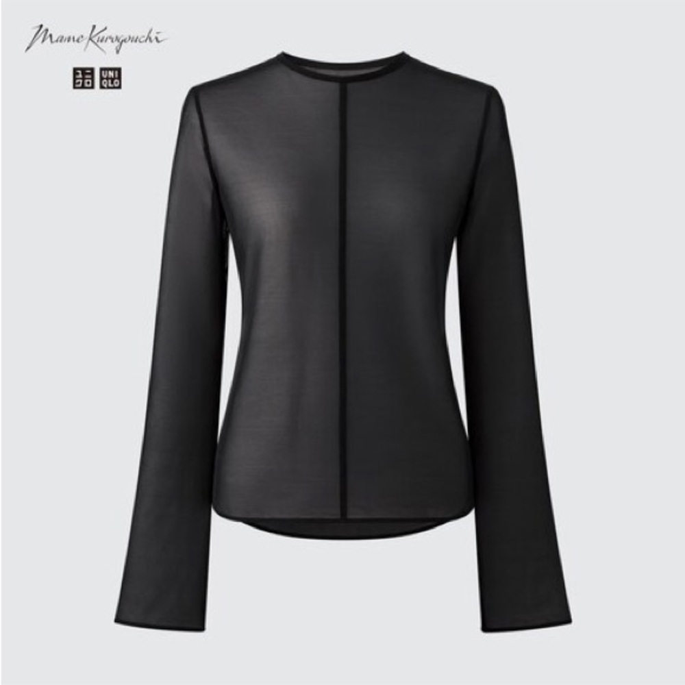 Uniqlo Mame Kurogouchi Sheer Crew Neck Long Sleeve T-Shirt BLACK XL